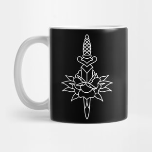 Traditional dagger and rose tattoo design Mug